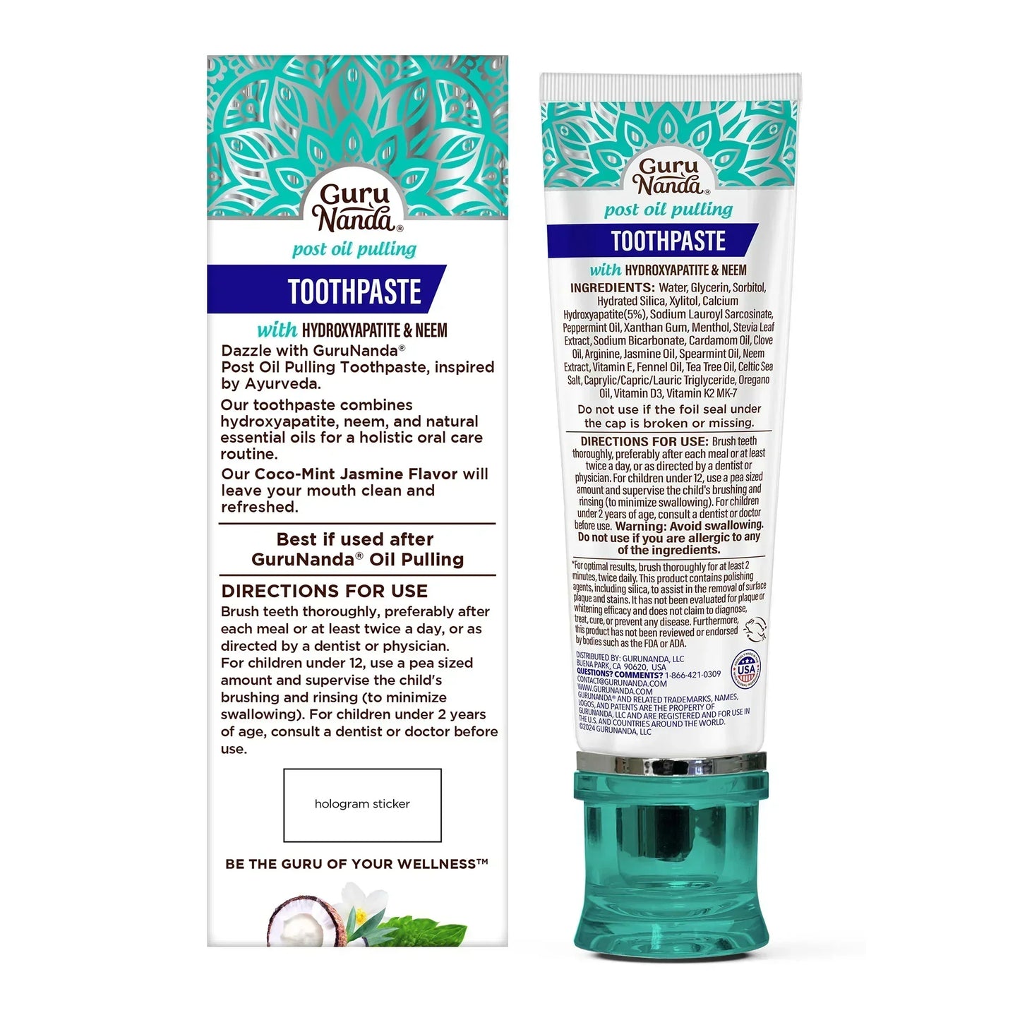 Hydroxyapatite & Neem Whitening Toothpaste, Fluoride Free – 4.2 oz
