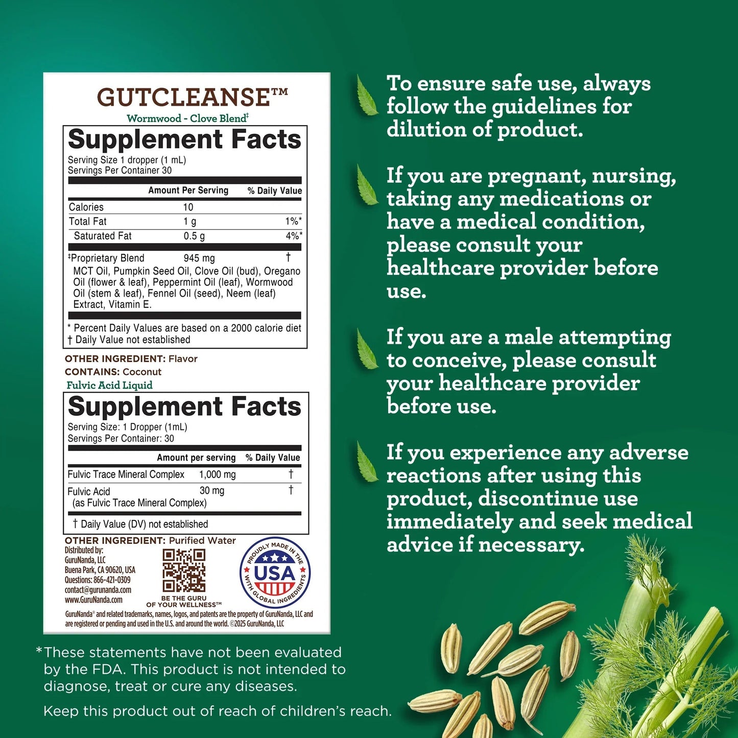 Gutcleanse With Wormwood, Clove & Fulvic Acid — 2-Step Supplement