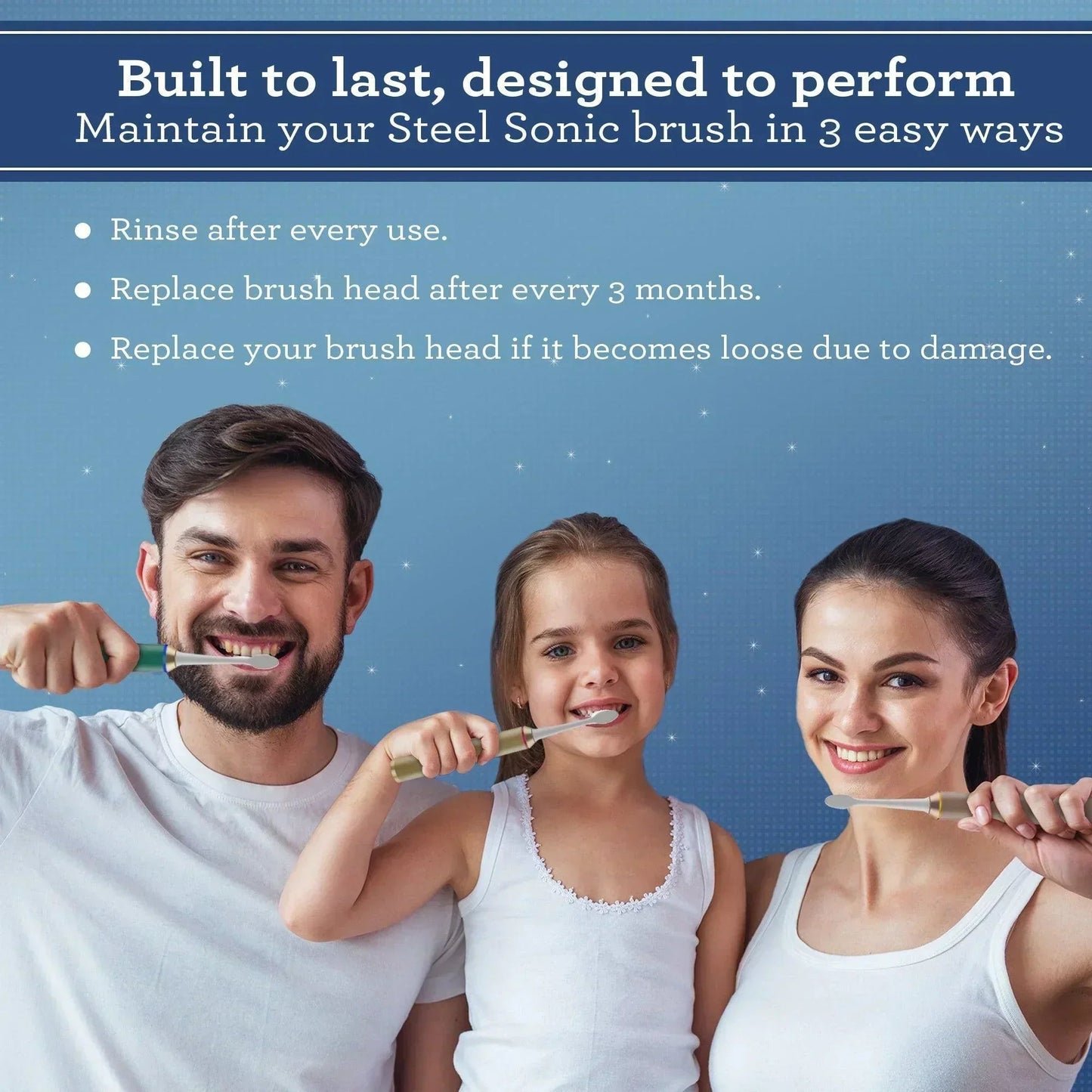 Steel Sonic Toothbrush Replacement Brush Heads – 6 Pack
