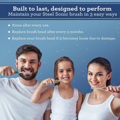 Steel Sonic Toothbrush Replacement Brush Heads – 6 Pack