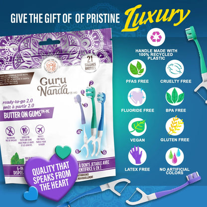 6-in-1 Ready to Go Butter on Gums Pre-Pasted Toothbrushes 2.0