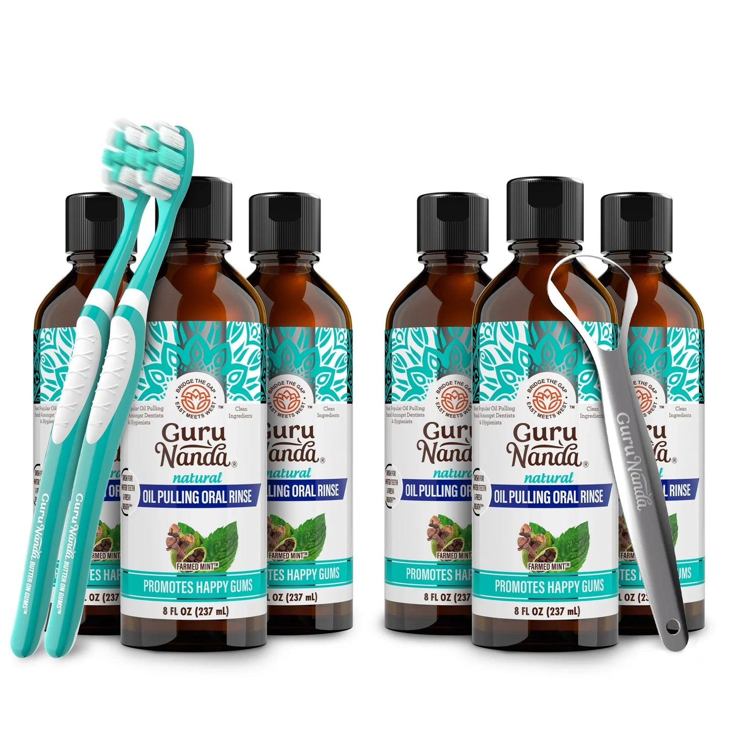 Cocomint Oil Pulling with 7 Essential Oils & Vitamins D3, E & K2 – 8 fl oz – 6 Pack