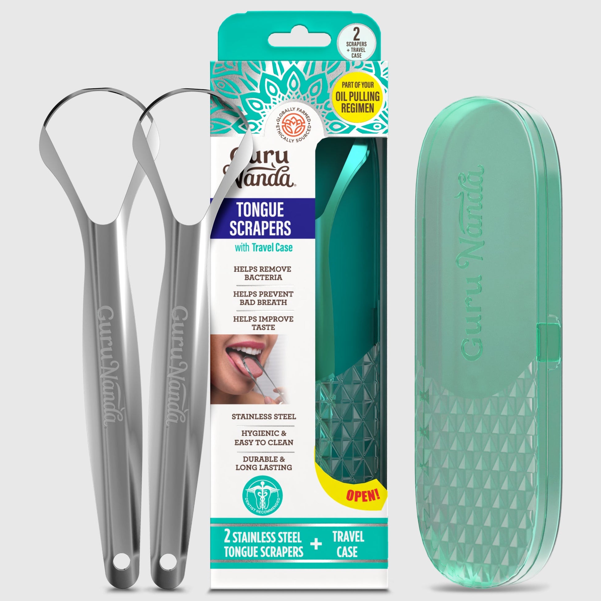 Spoon-Shaped Stainless-Steel Tongue Scraper 2-Pack