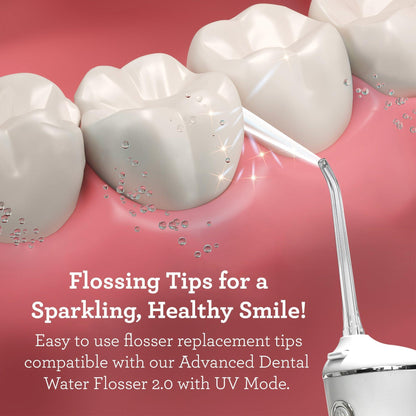 Replacement Flosser Tips (6 Pack) - Compatible with Water Flosser 2.0 & 3.0 (with UV Mode)