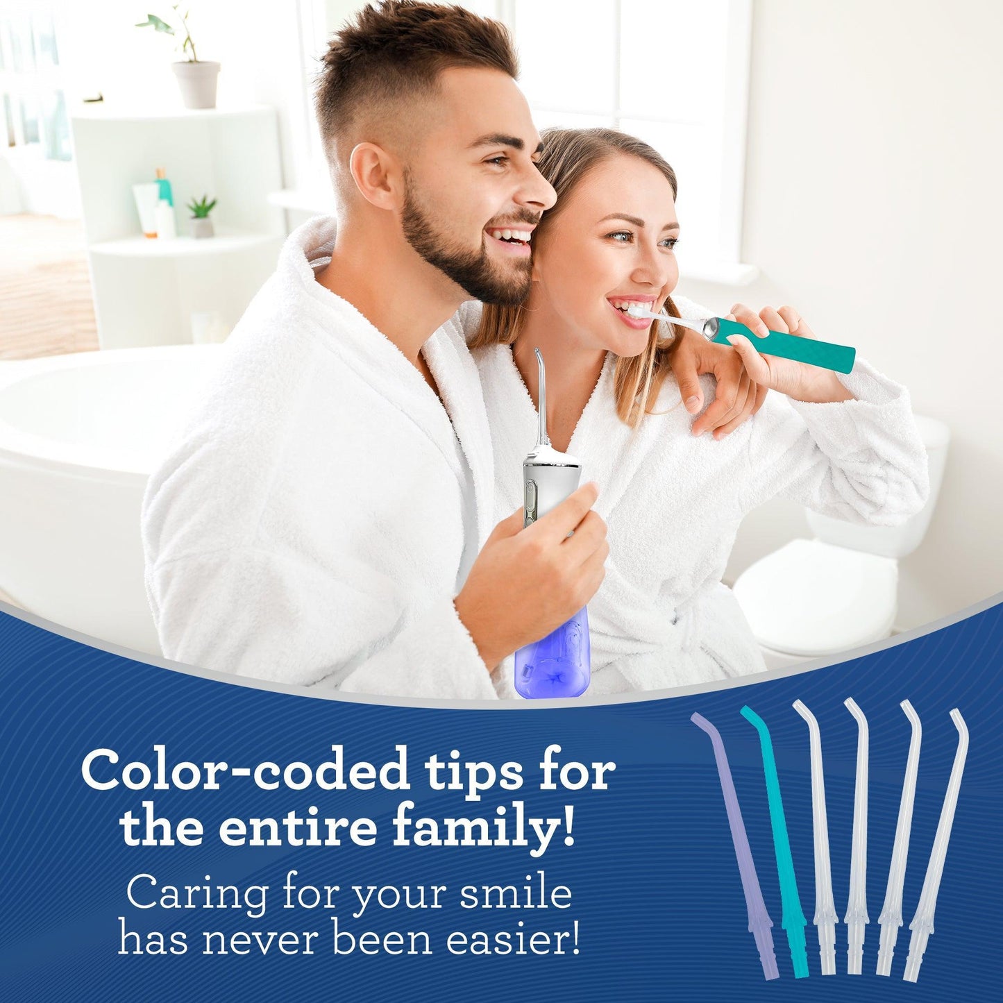 Replacement Flosser Tips (6 Pack) - Compatible with Water Flosser 2.0 & 3.0 (with UV Mode)