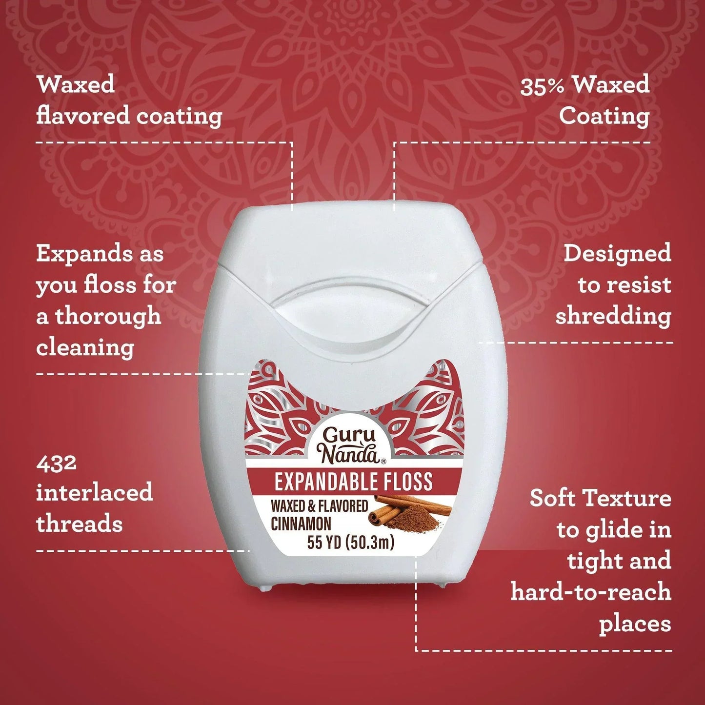Cinnamon Flavored Expandable Dental Floss – 55 Yards