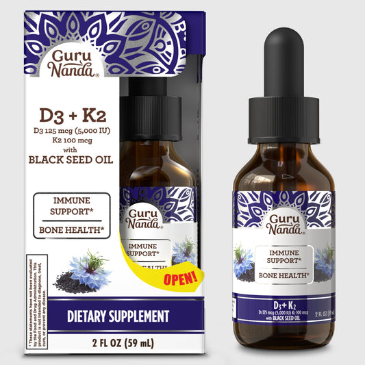 Natural Cold Pressed Black Seed Oil With Vitamin D3, K2 & E