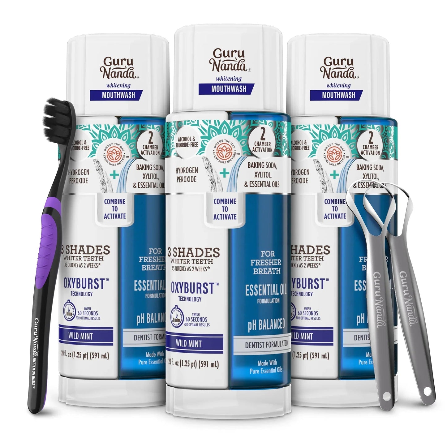 Dual Barrel Oxyburst Whitening Mouthwash, Wild Mint