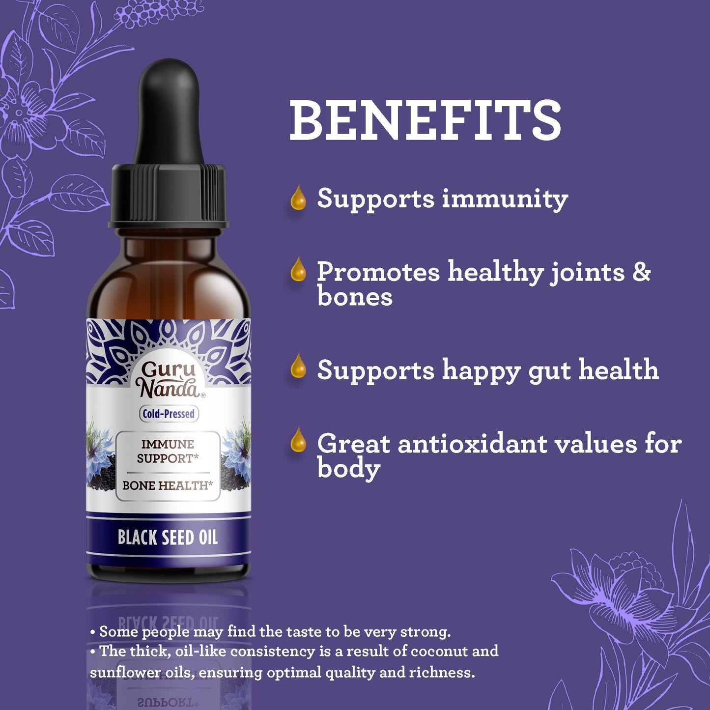 Natural Cold Pressed Black Seed Oil With Vitamin D3, K2 & E