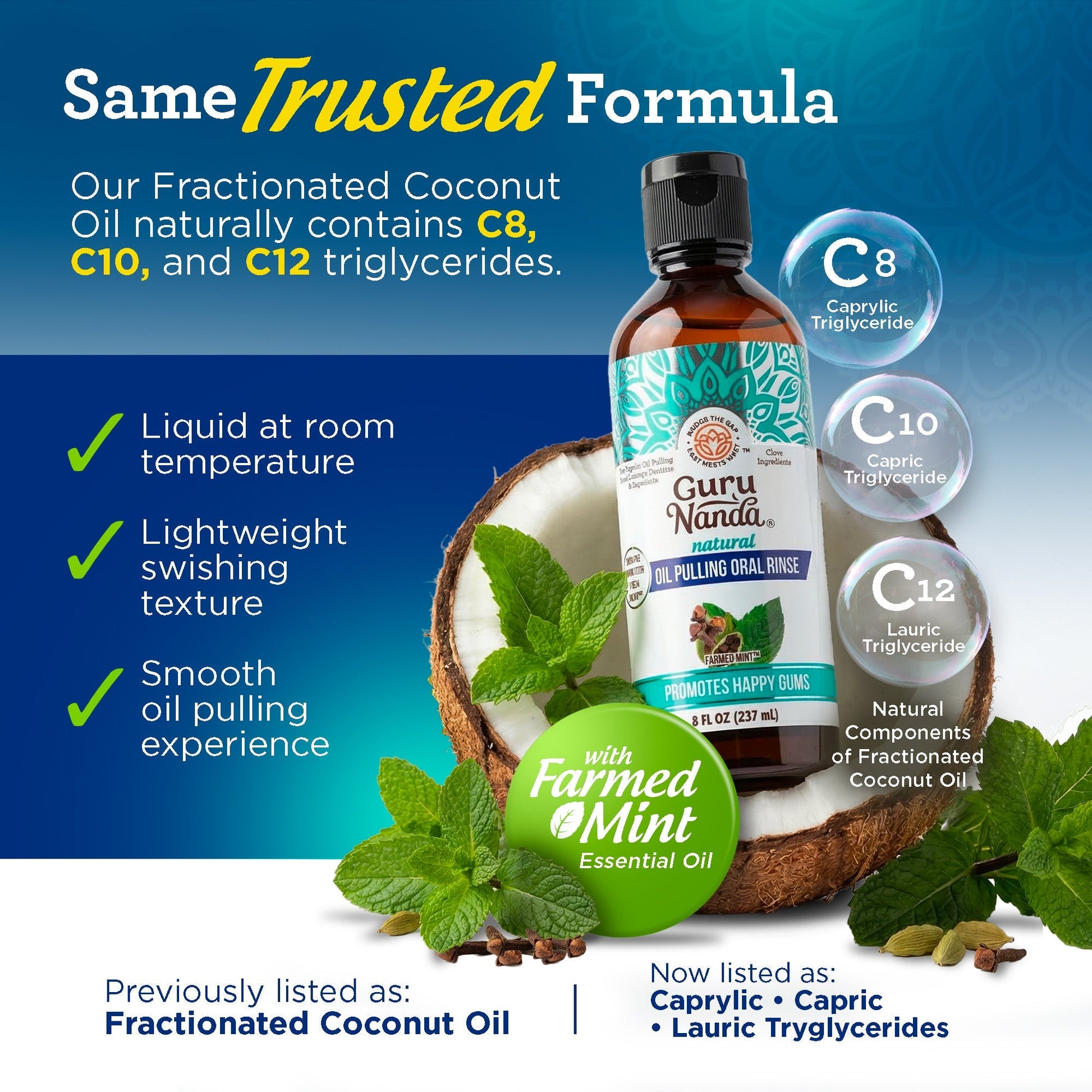 Cocomint Oil Pulling with 7 Essential Oils & Vitamins D3, E & K2 – 8 fl oz – 6 Pack