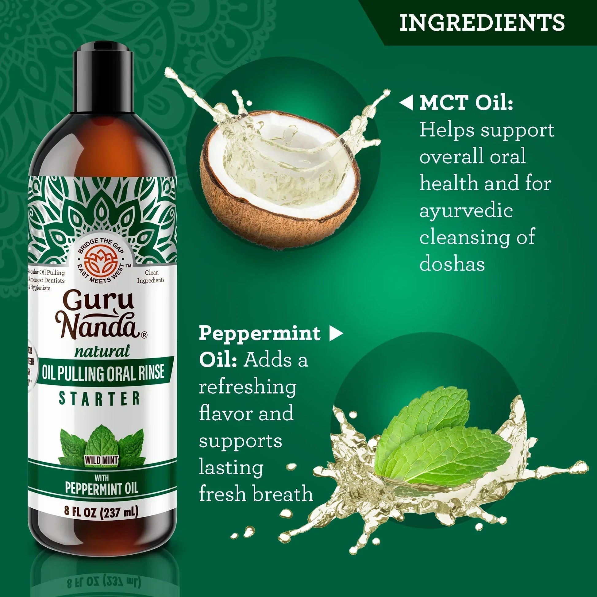 Coconut & Peppermint Oil Pulling, Starter Kit – 8 fl oz