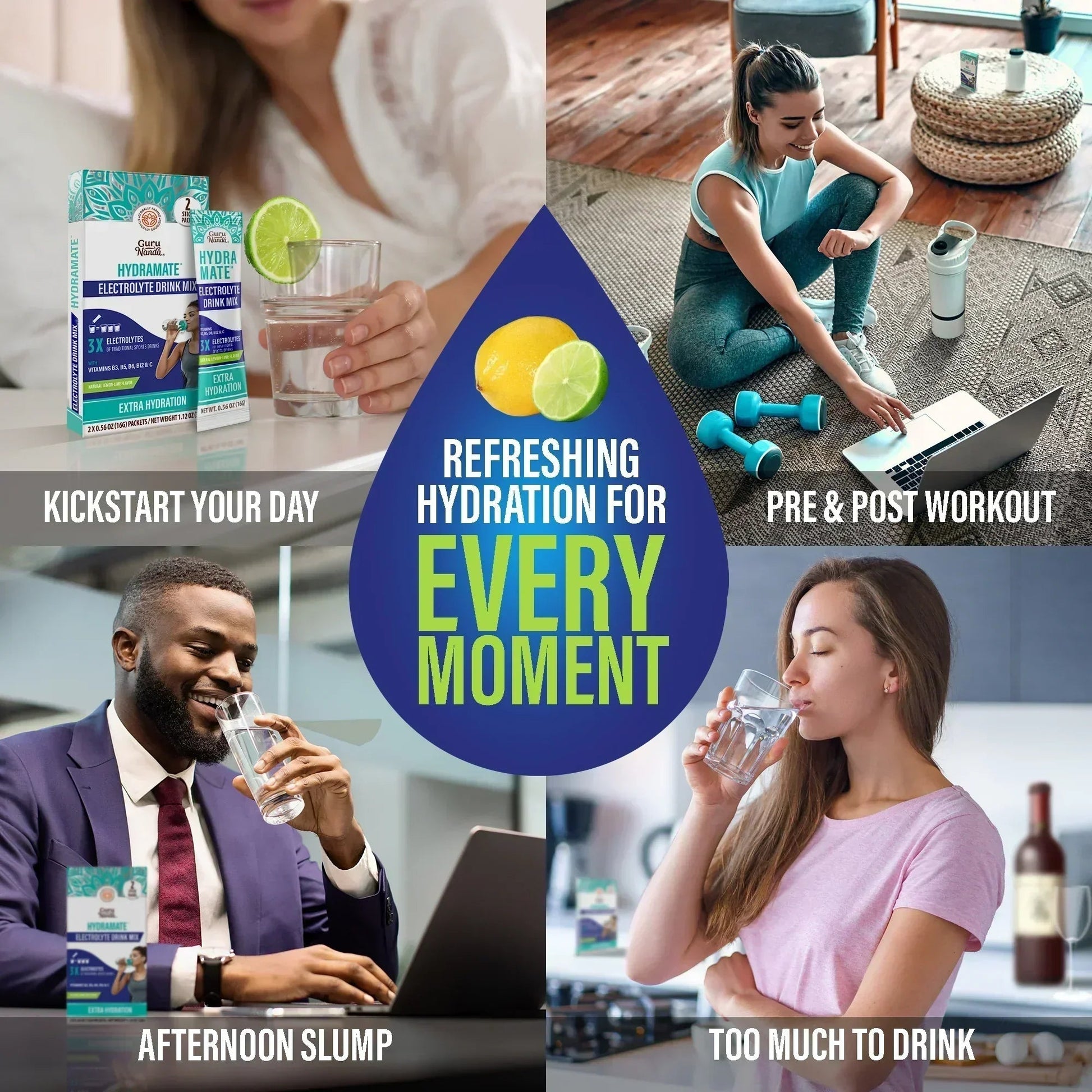 Hydramate Electrolyte Drink Mix, Lemon Lime – 2 Count