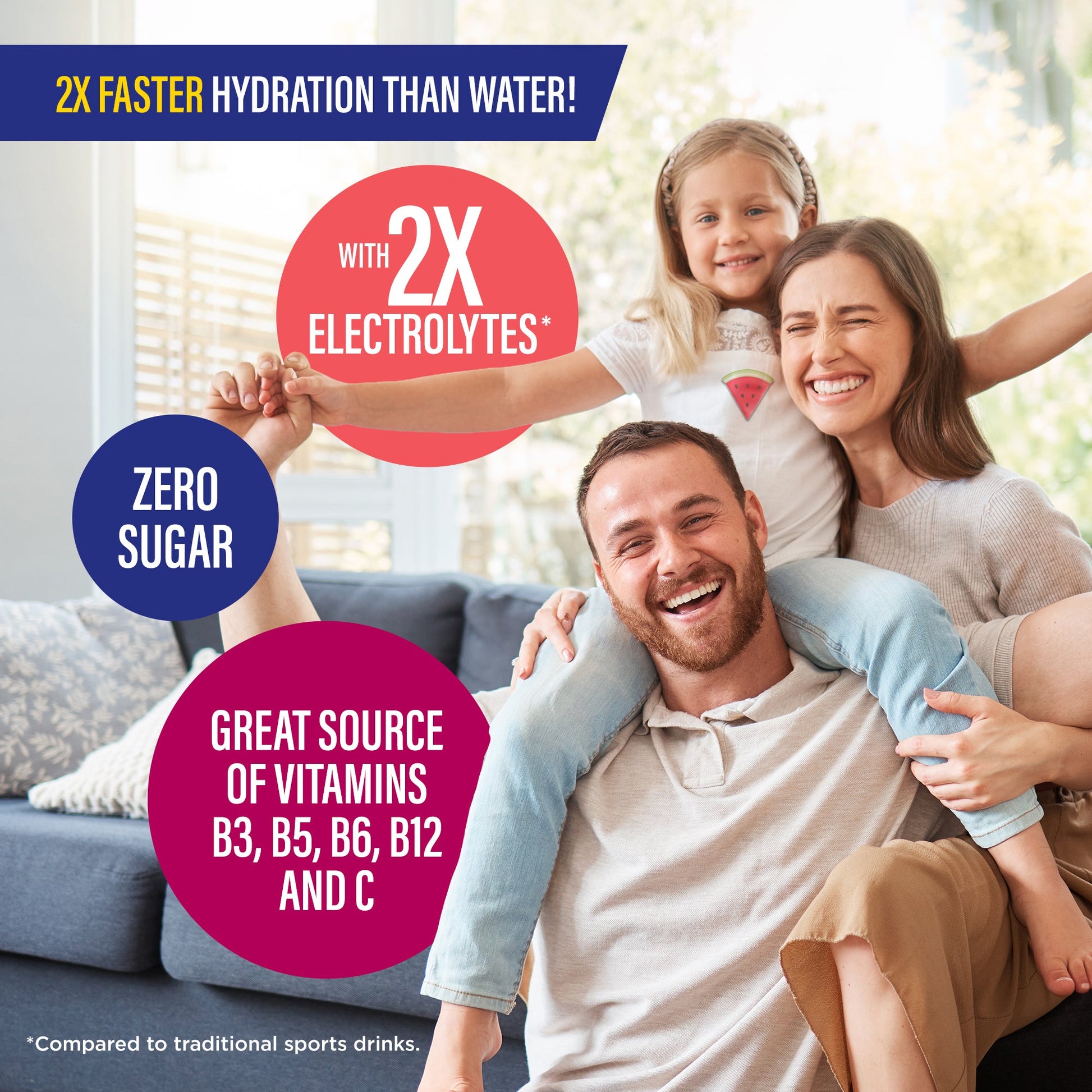 Liquid Hydration Electrolyte Drink Mix, Watermelon - 48 Count