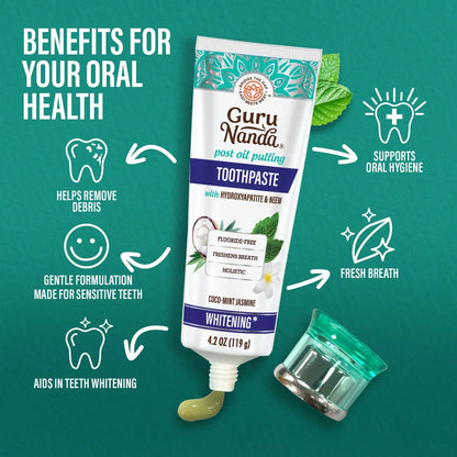 Hydroxyapatite & Neem Whitening Toothpaste, Fluoride Free – 4.2 oz