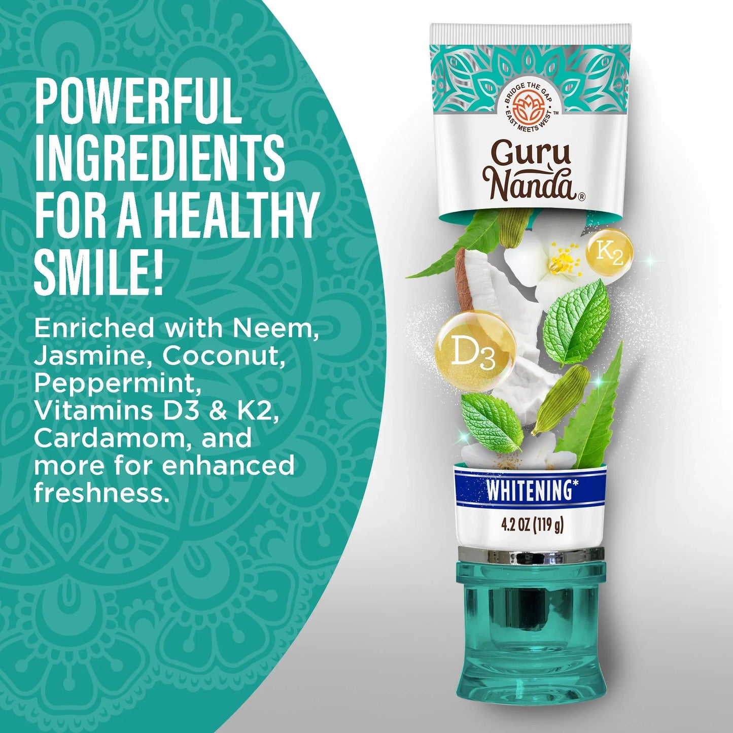 Hydroxyapatite & Neem Whitening Toothpaste, Fluoride Free – 4.2 oz