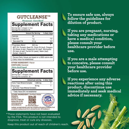 Gutcleanse With Wormwood, Clove & Fulvic Acid — 2-Step Supplement