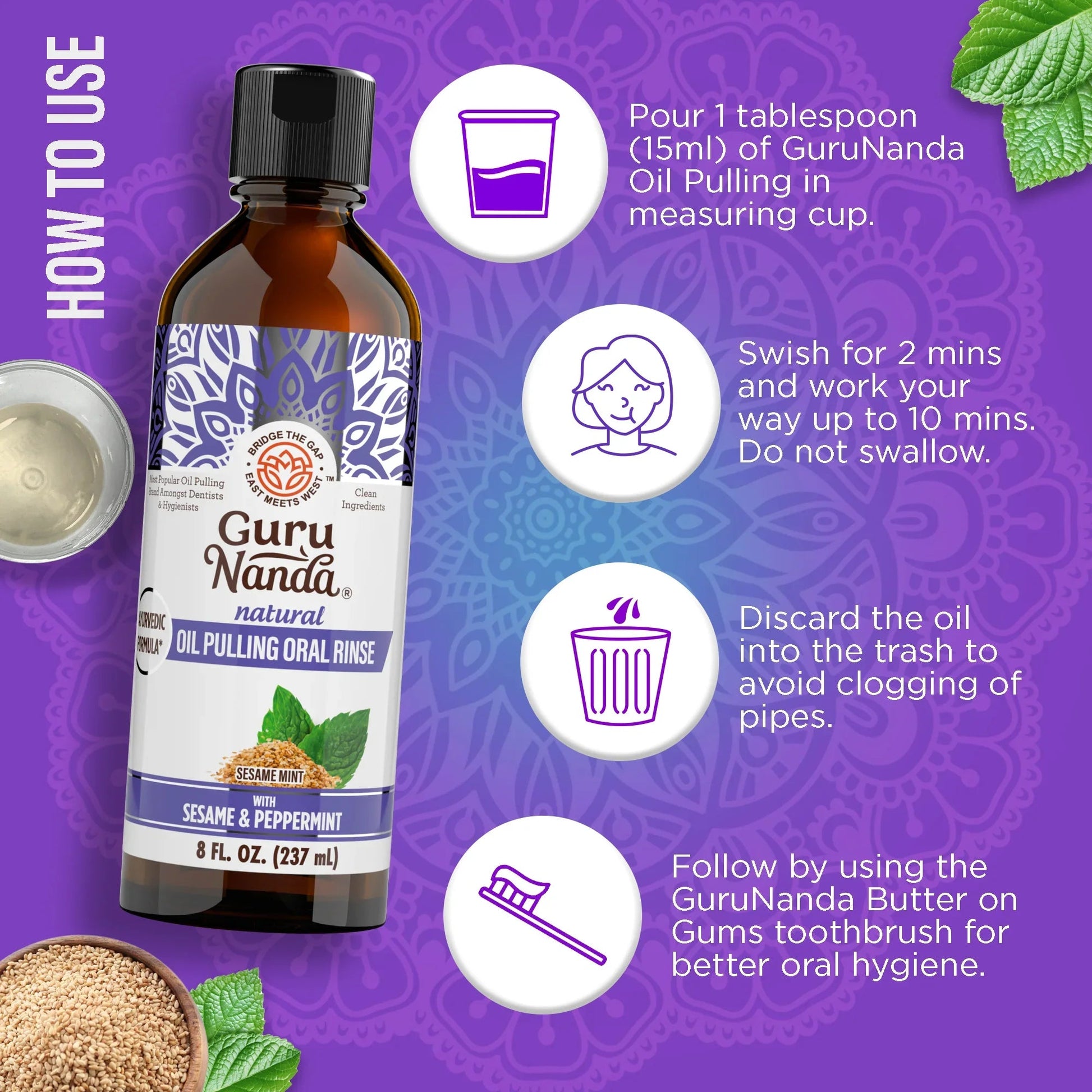 Sesame & Peppermint Oil Pulling – 8 fl oz