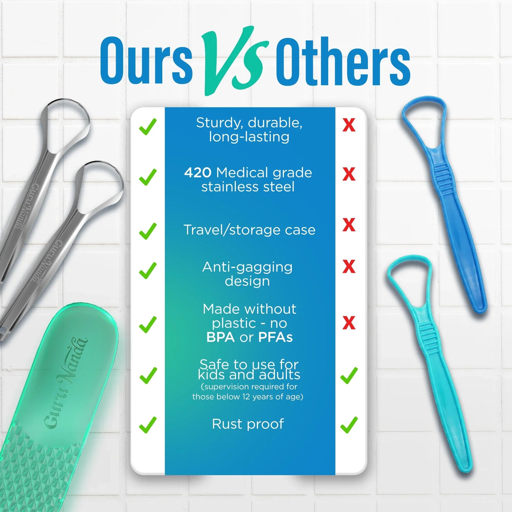 Spoon-Shaped Stainless-Steel Tongue Scraper 2-Pack