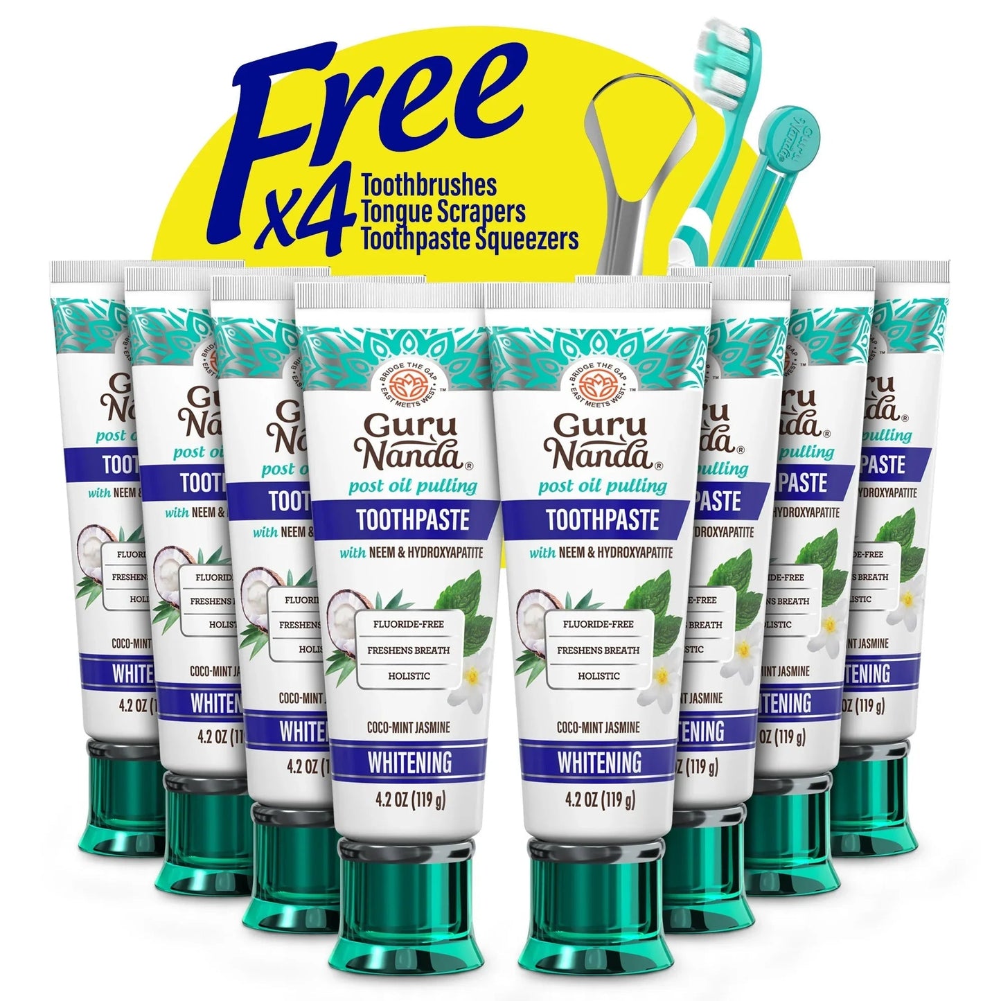 Hydroxyapatite & Neem Whitening Toothpaste, Fluoride Free – 4.2 oz
