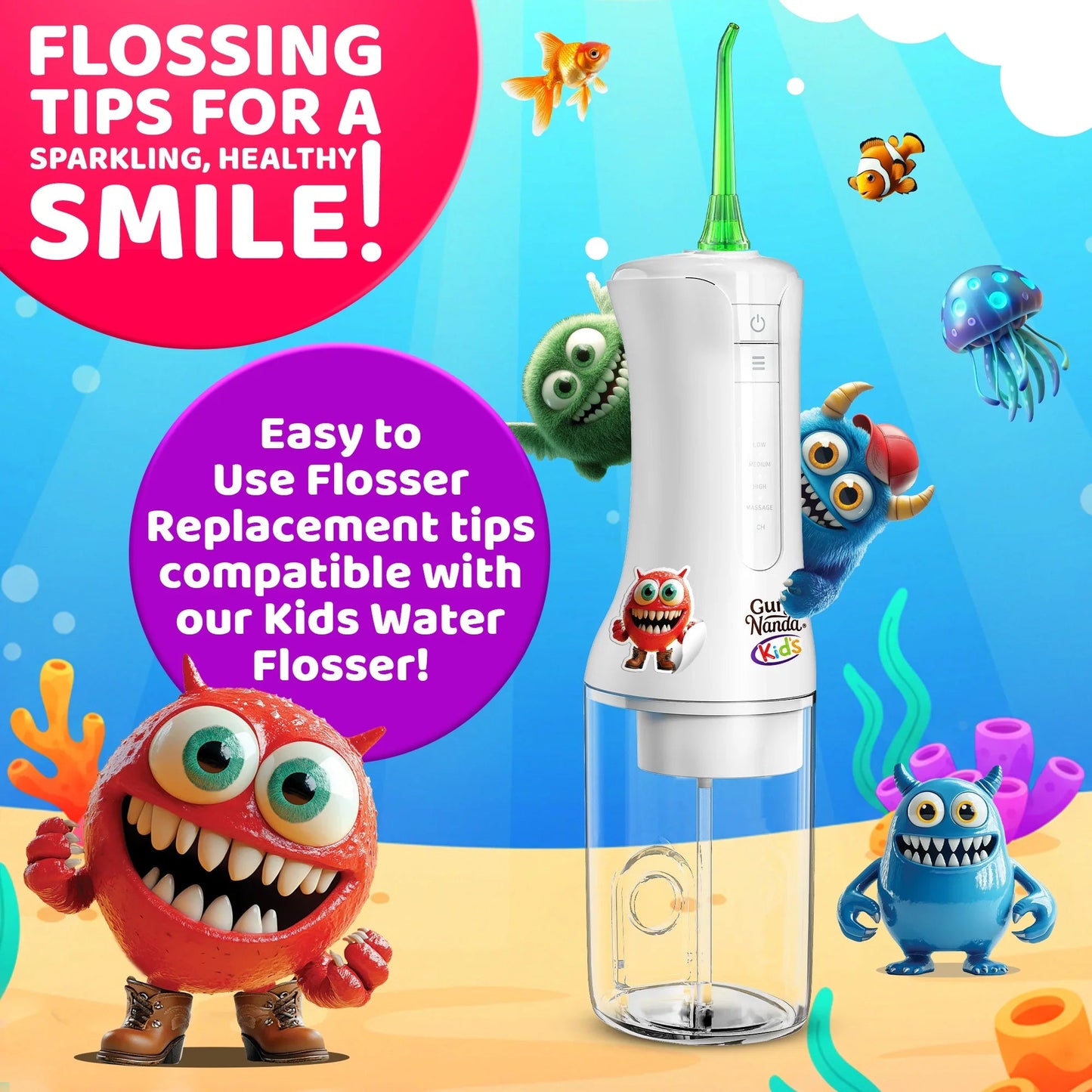 Kids Water Flosser Replacement Tips 6-Pack