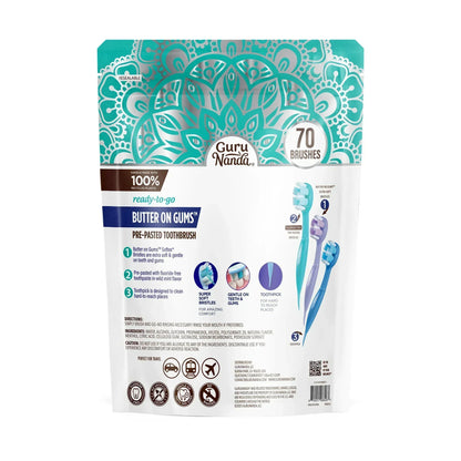 Ready-to-Go Butter on Gums Pre-Pasted Toothbrushes – 70 Count – 2 Pack