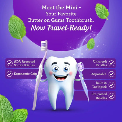 Ready-to-Go Butter on Gums Pre-Pasted Toothbrushes – 70 Count – 2 Pack
