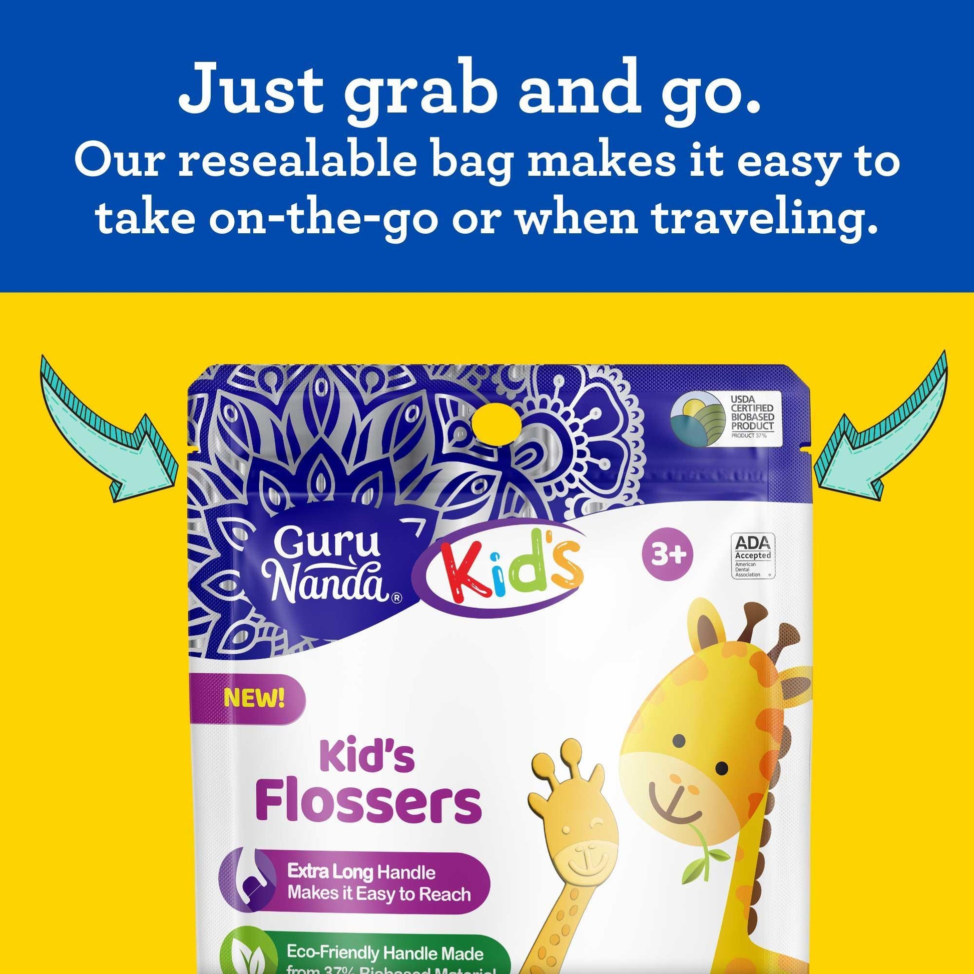 Kids' Giraffe Shaped Flossers, Fluoride-Free