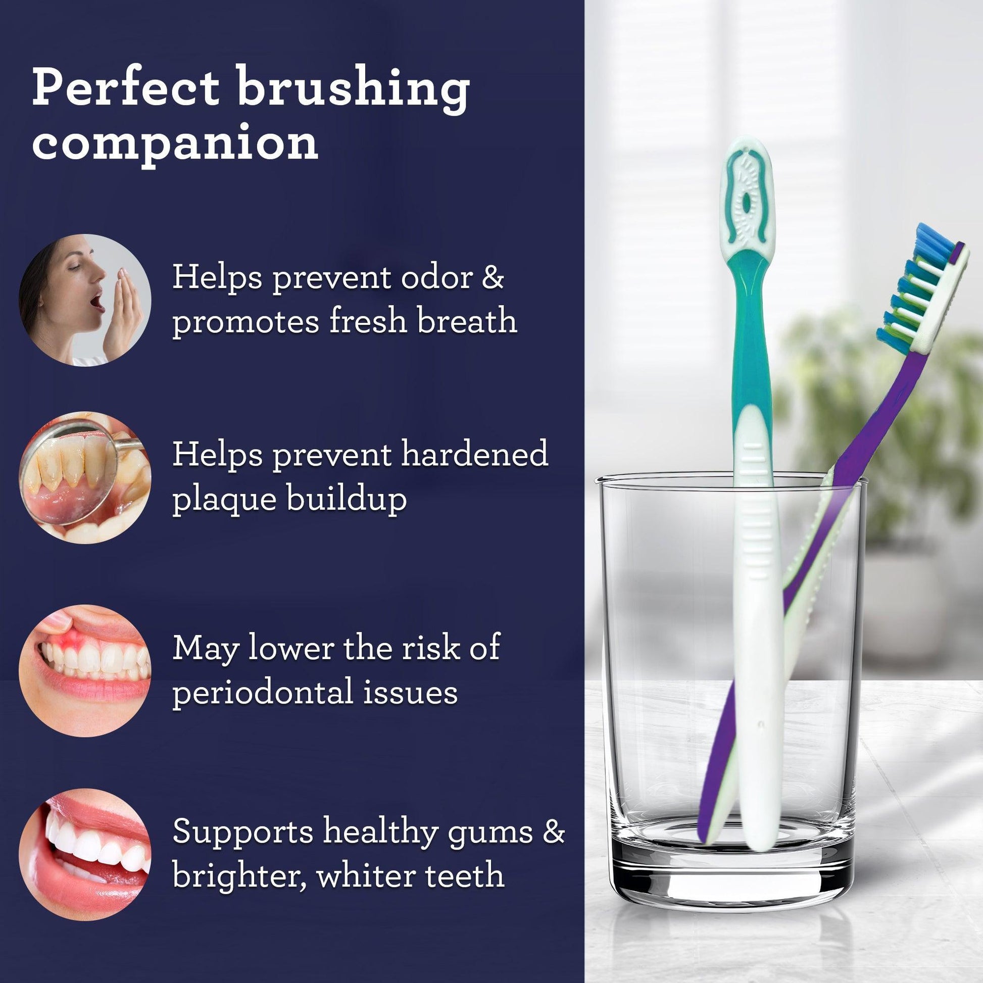 Multi-Action Toothbrush with Tongue Cleaner – 8 Pack