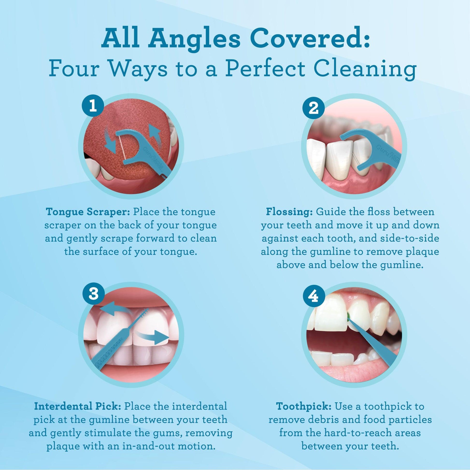 Quad Clean Floss Picks 4-in-1