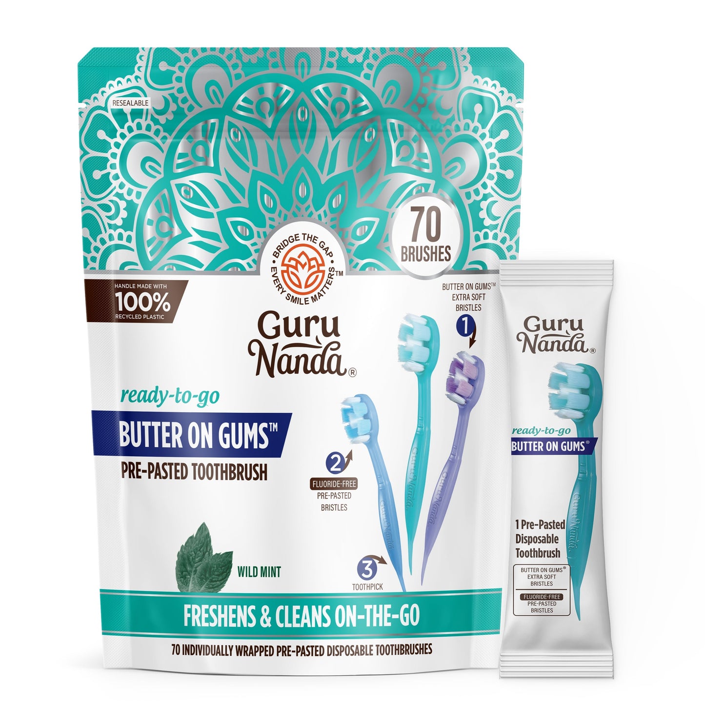 Ready-to-Go Butter on Gums Pre-Pasted Toothbrushes