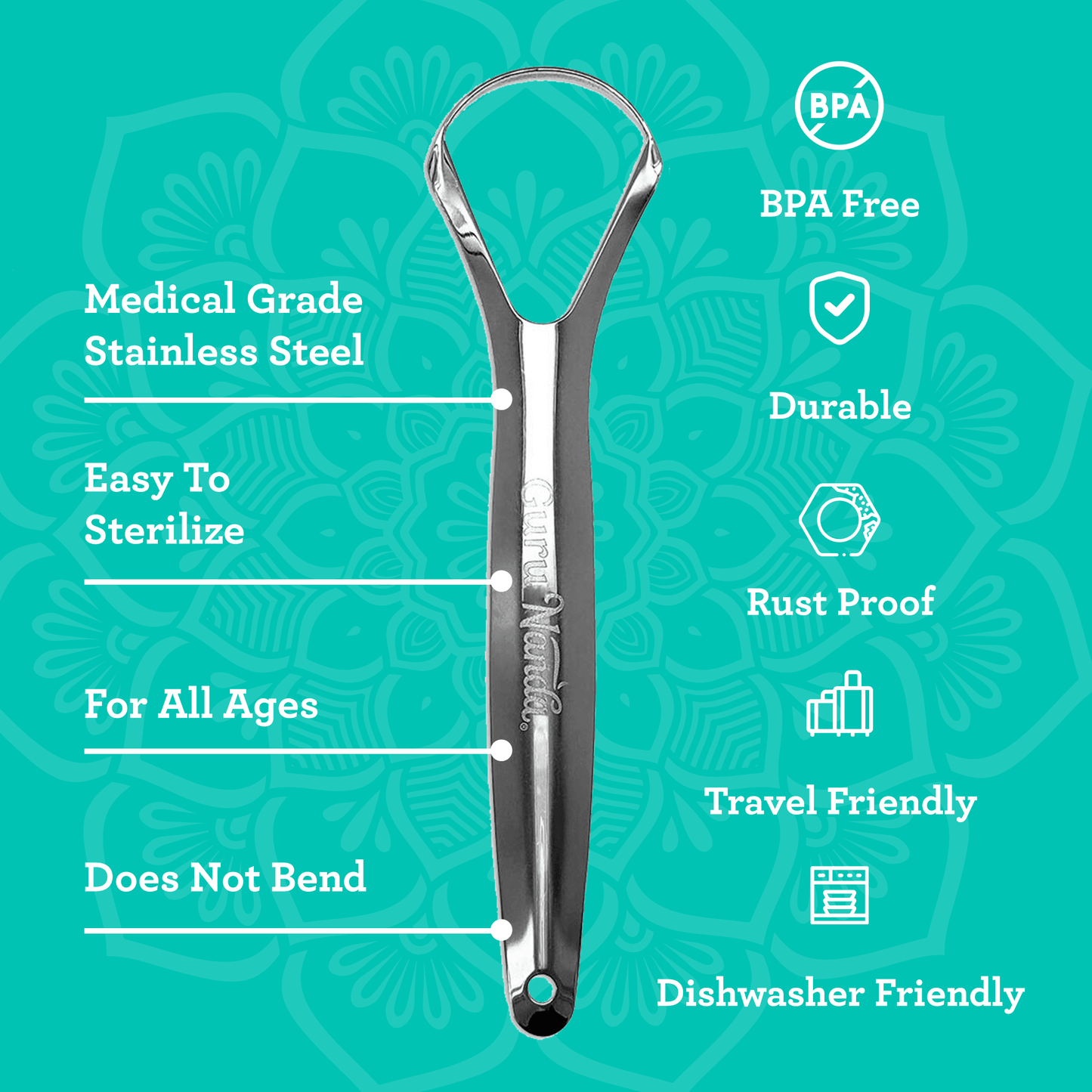 Spoon Shaped Stainless Steel Tongue Scraper – 2 Pack