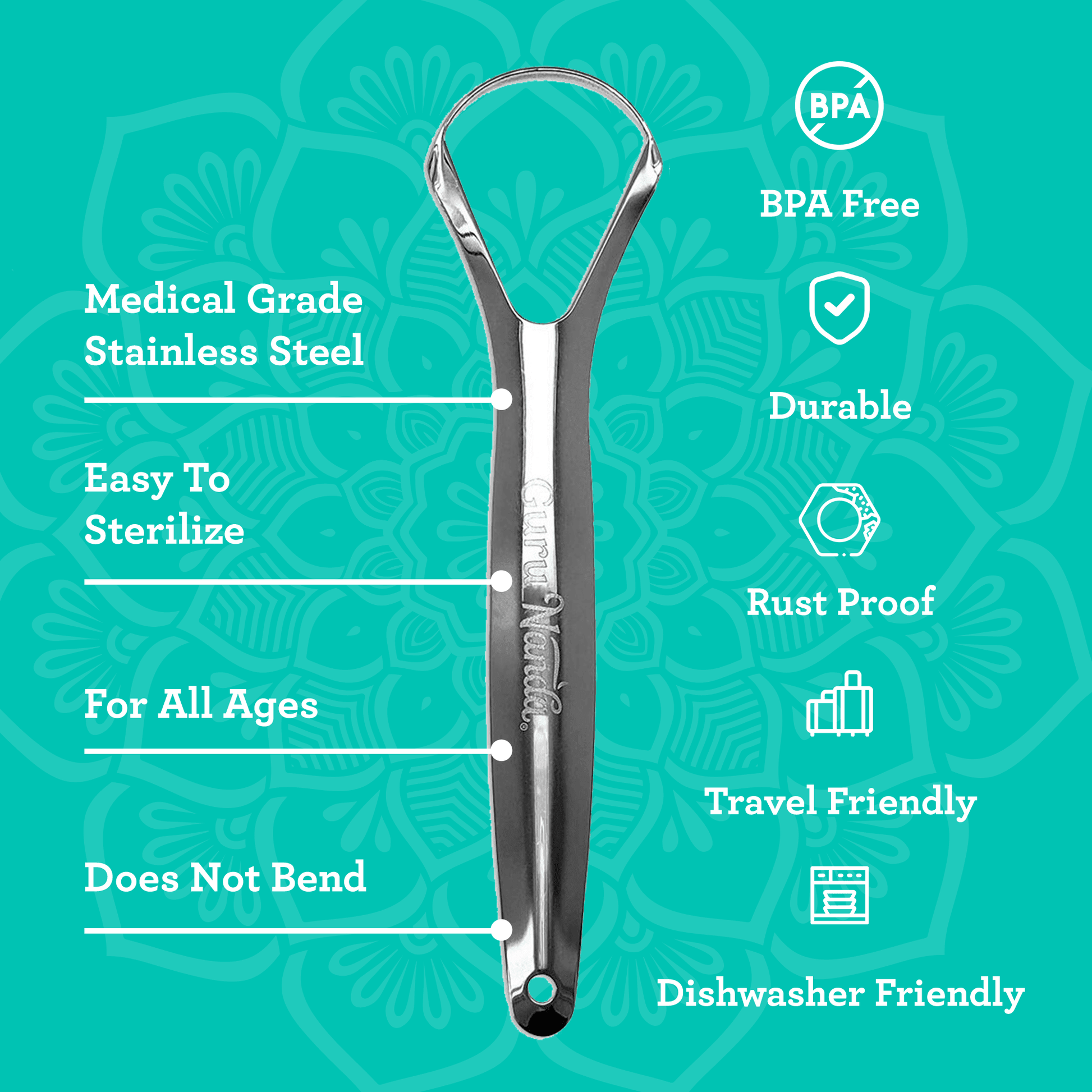 Spoon Shaped Stainless Steel Tongue Scraper – 2 Pack
